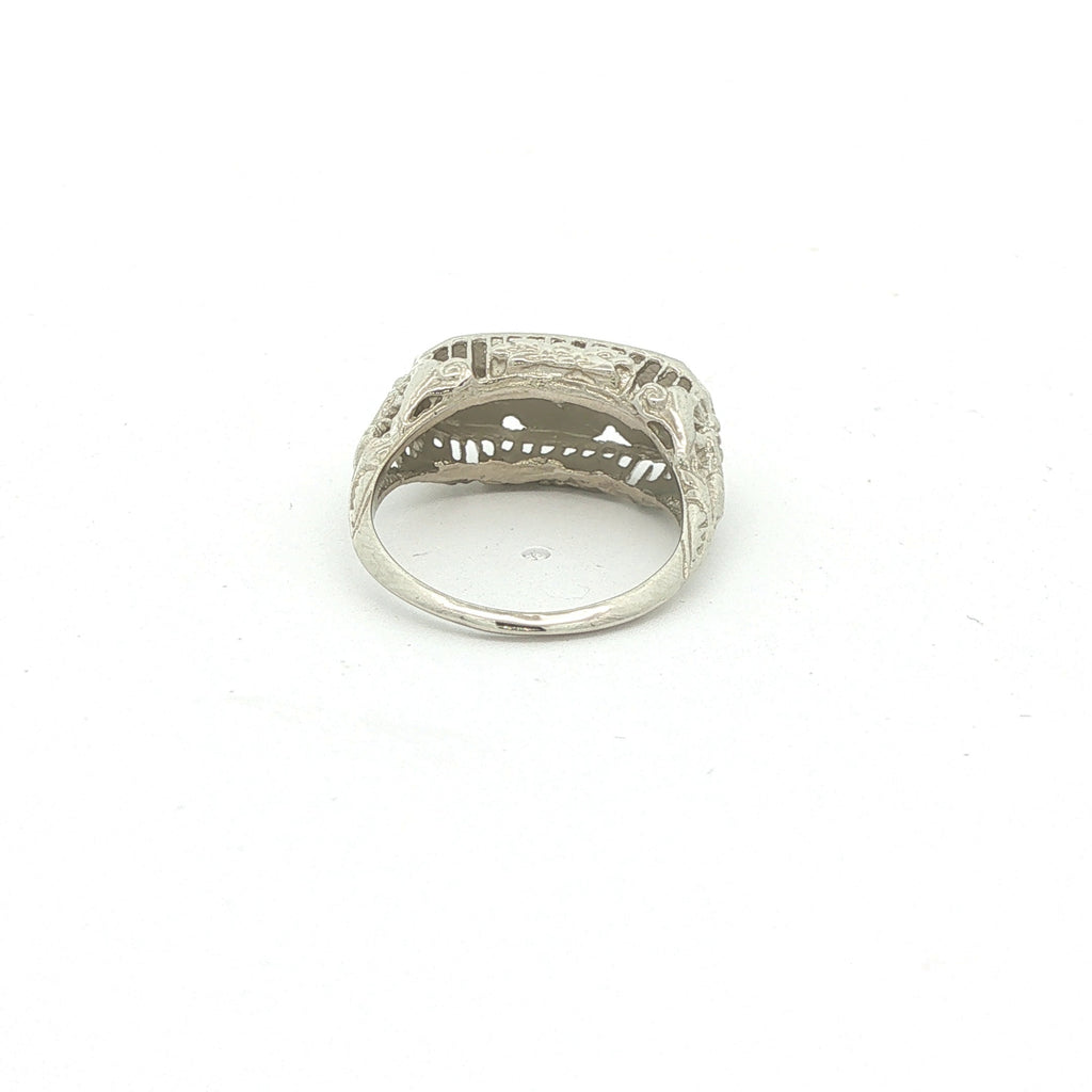 Estate Vintage Approx. 1/2 CTW Natural Diamond Three-Stone Filigree Ring
