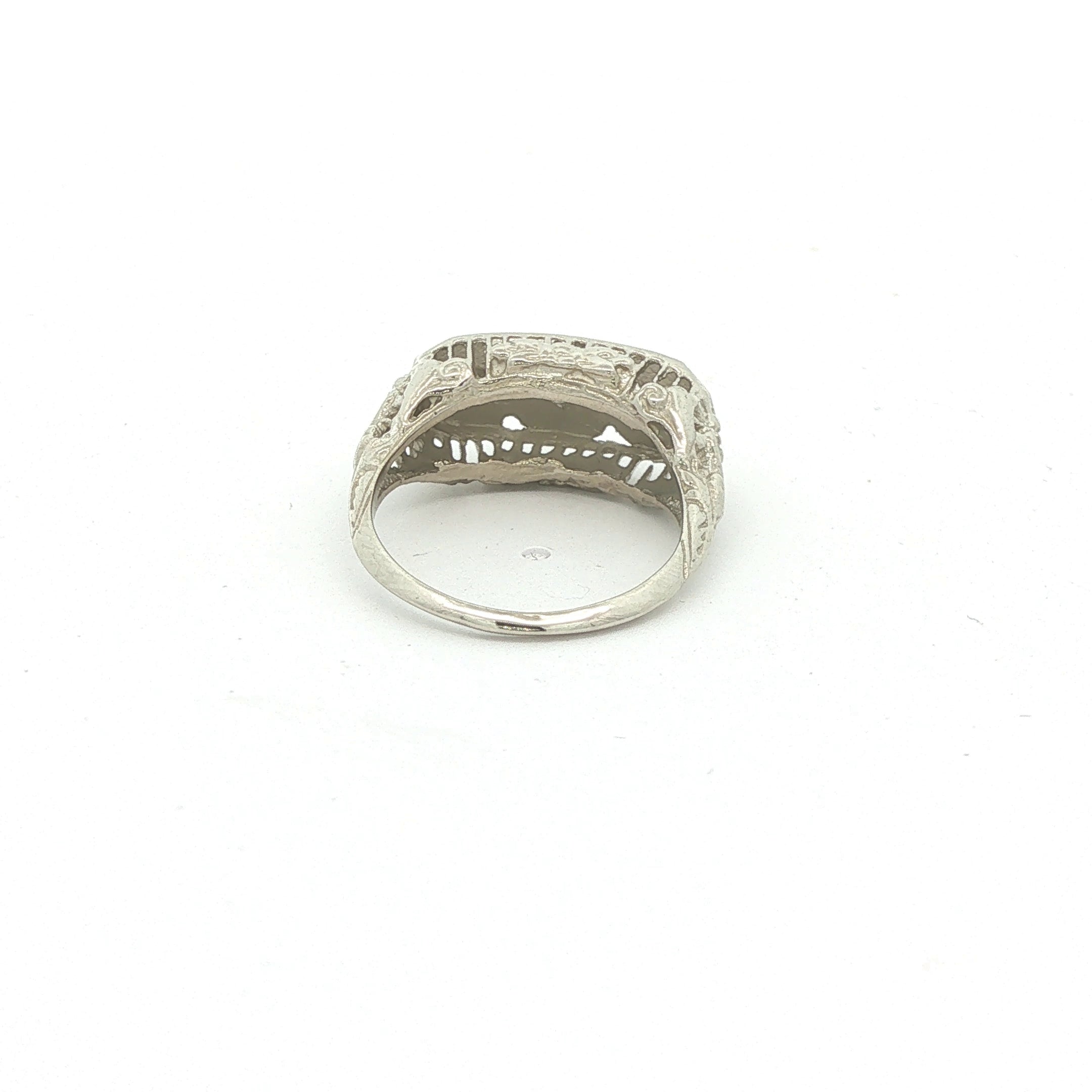 Estate Vintage Approx. 1/2 CTW Natural Diamond Three-Stone Filigree Ring