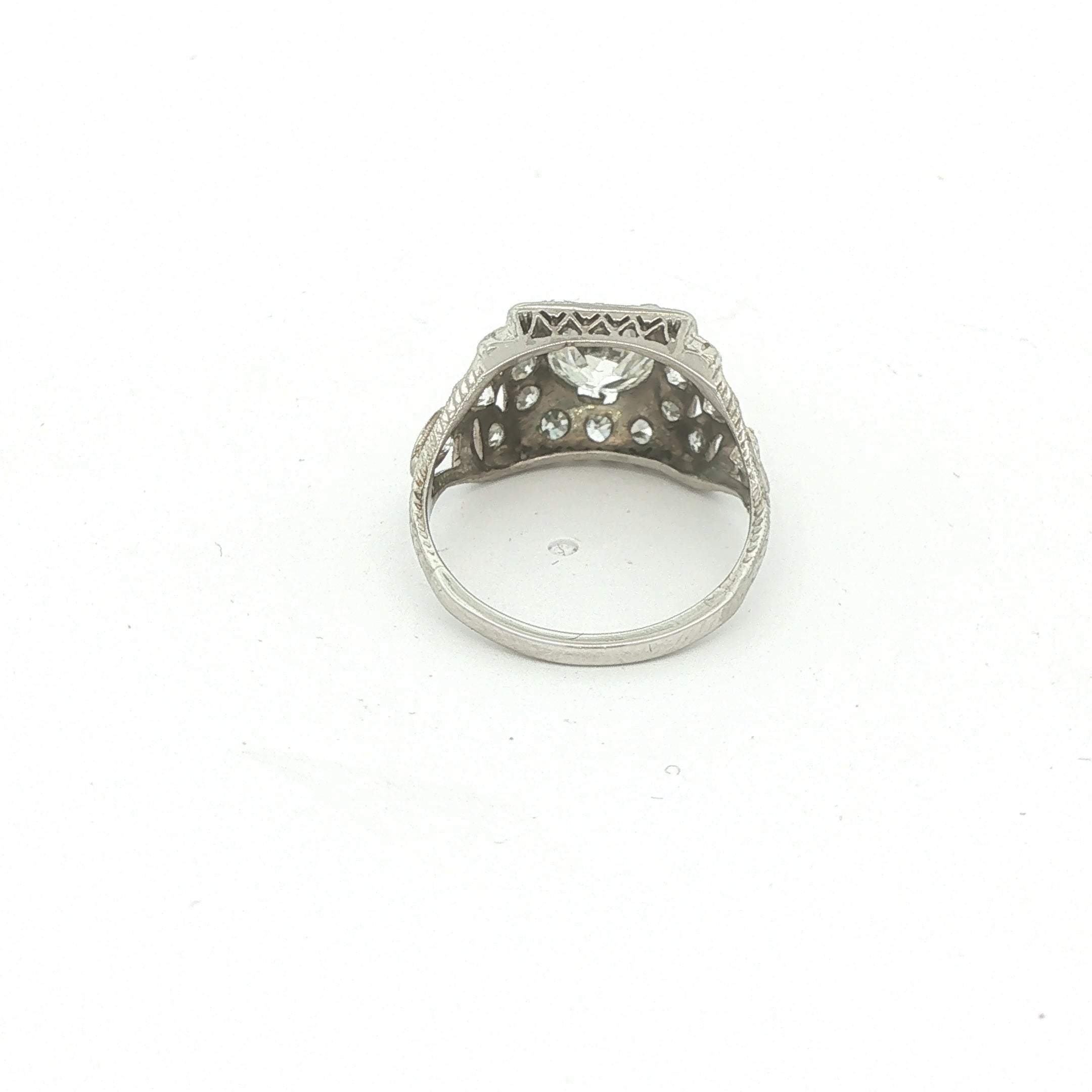 Estate Vintage Platinum Natural Diamond Ring 1.50 CTW Art Deco Cocktail Ring Size 5.75