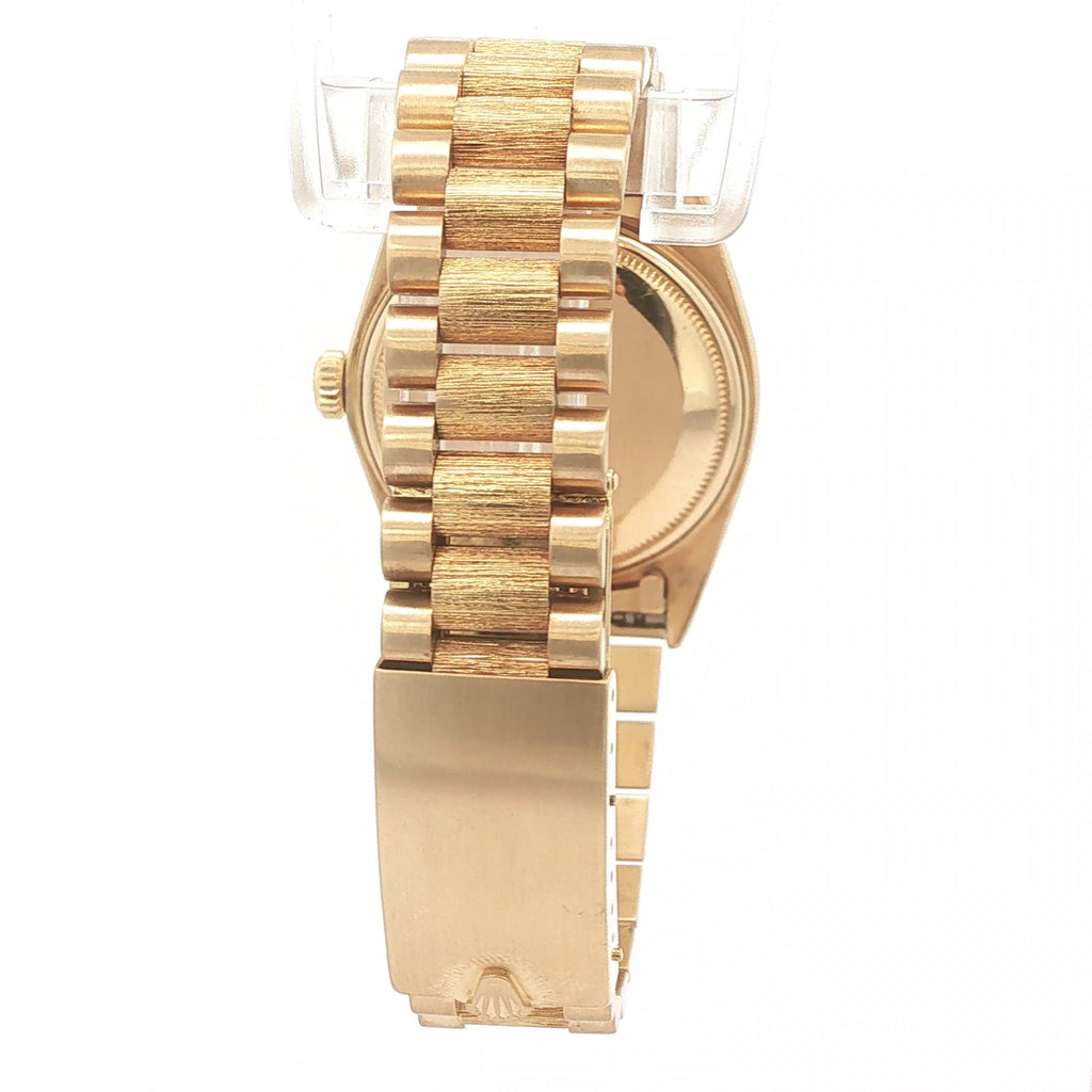 1970s Estate Rolex Day-Date President Ref. 1803 18K Yellow Gold Natural Diamond Bezel Diamond Dial Watch