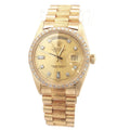 1970s Estate Rolex Day-Date President Ref. 1803 18K Yellow Gold Natural Diamond Bezel Diamond Dial Watch