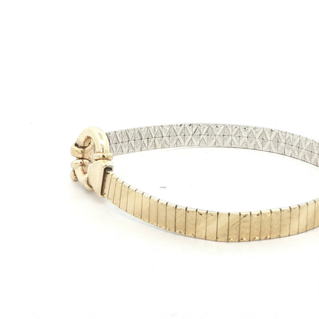 Estate c. 1950s–1960s 14K Two-Tone Gold Flexible Bangle Bracelet 7 Inch