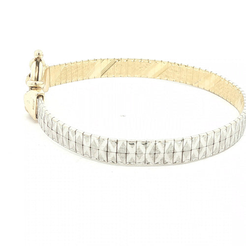 Estate c. 1950s–1960s 14K Two-Tone Gold Flexible Bangle Bracelet 7 Inch