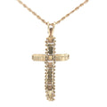 Estate 14K Yellow Gold c. 1970s–1980s Textured Cross Pendant 39mm Vintage Religious Charm