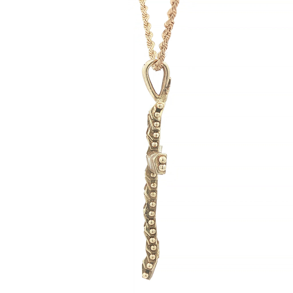 Estate 14K Yellow Gold c. 1970s–1980s Textured Cross Pendant 39mm Vintage Religious Charm