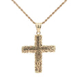 Estate 14K Two-Tone Gold Vintage Openwork Cross Pendant c. 1980s Yellow & White Gold 39mm