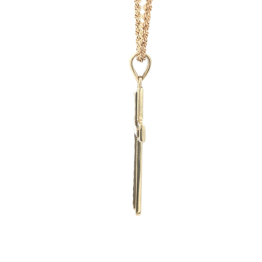 Estate 14K Yellow & White Gold Cross Pendant 30mm