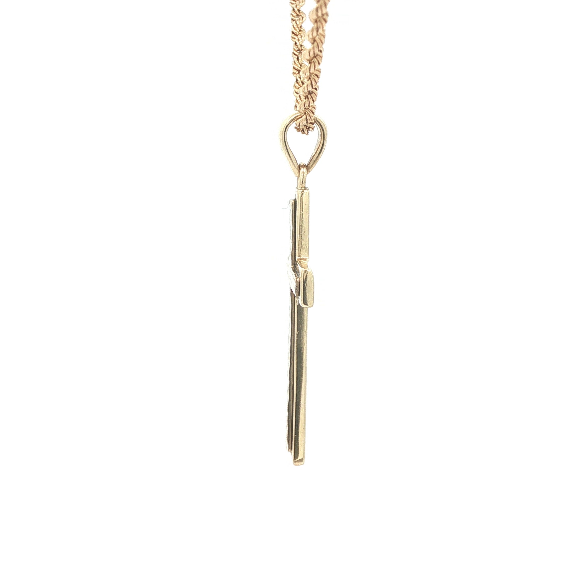 Estate 14K Yellow & White Gold Cross Pendant 30mm