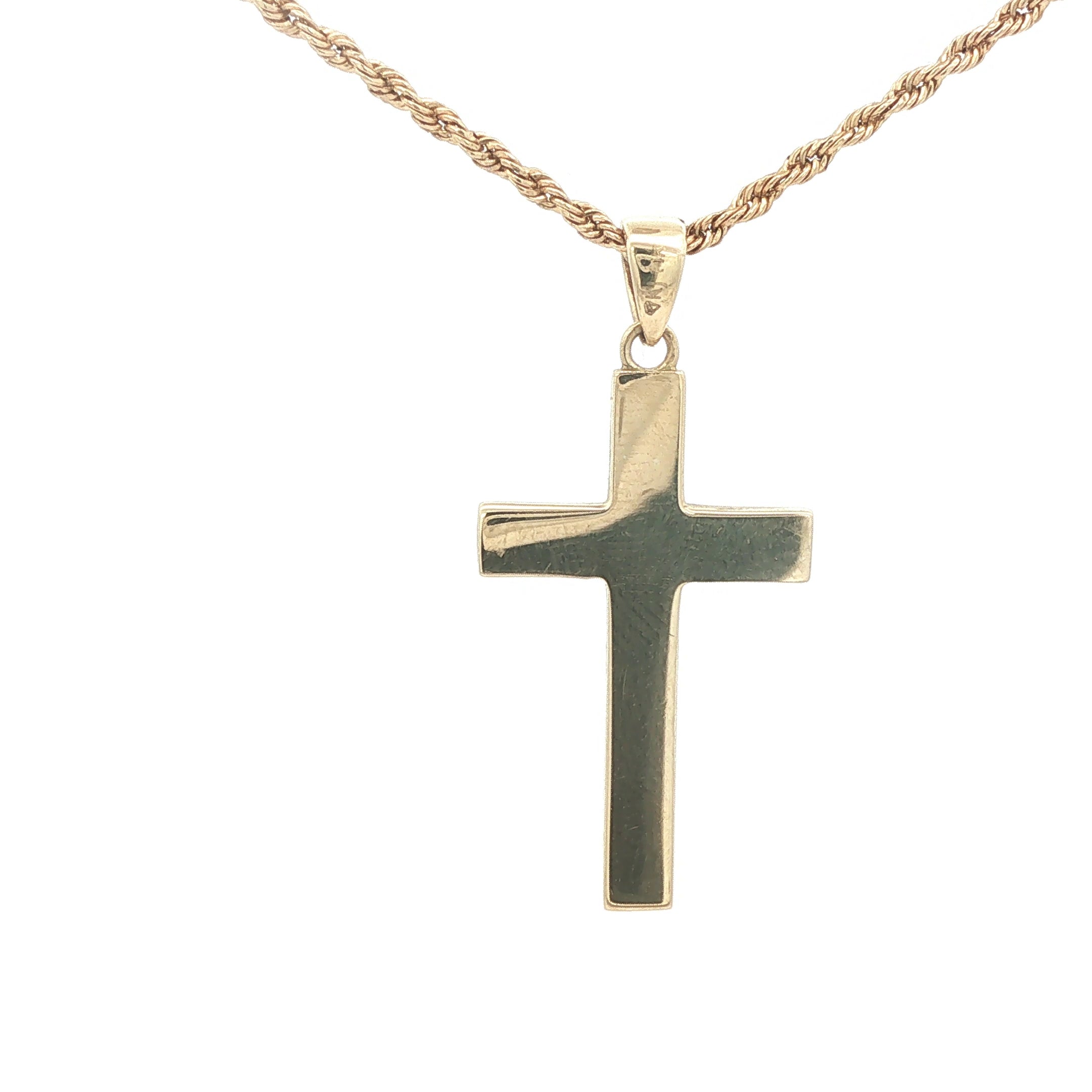 Estate 14K Yellow & White Gold Cross Pendant 30mm