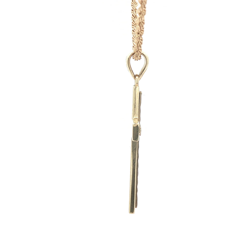 Estate 14K Yellow & White Gold Cross Pendant 30mm