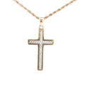 Estate 14K Yellow & White Gold Cross Pendant 30mm