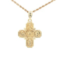Estate Late 20th Century 14K Yellow Gold Catholic Sick Call Cross Pendant 27mm