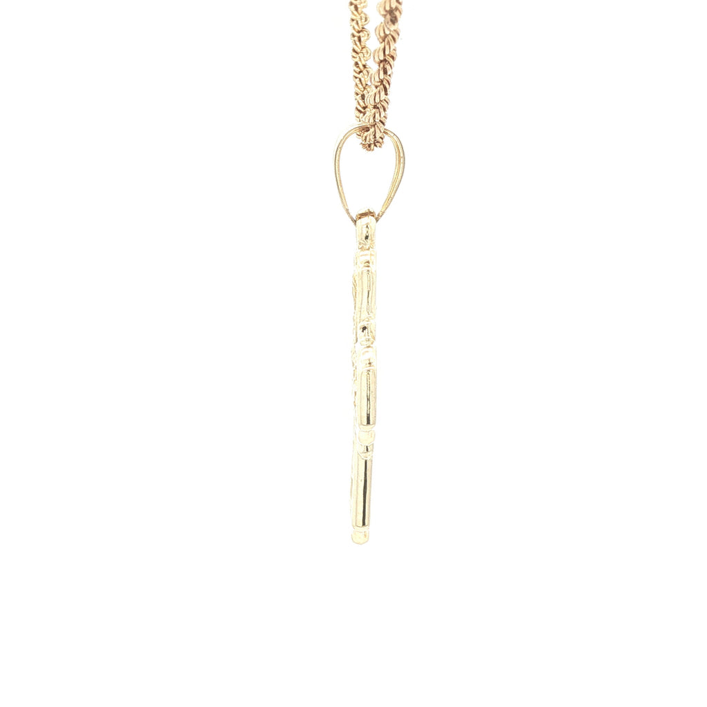 Estate Late 20th Century 14K Yellow Gold Catholic Sick Call Cross Pendant 27mm