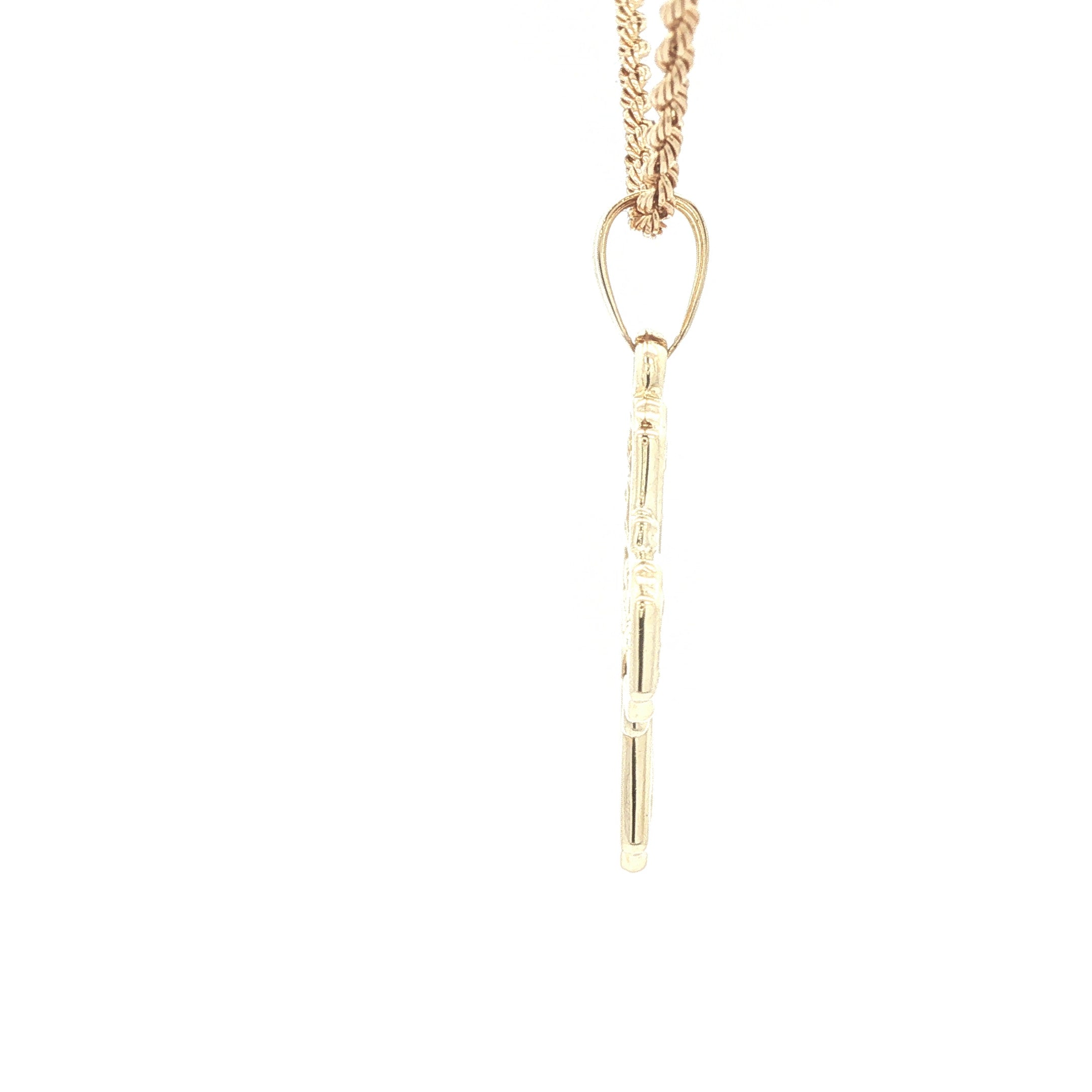 Estate Late 20th Century 14K Yellow Gold Catholic Sick Call Cross Pendant 27mm