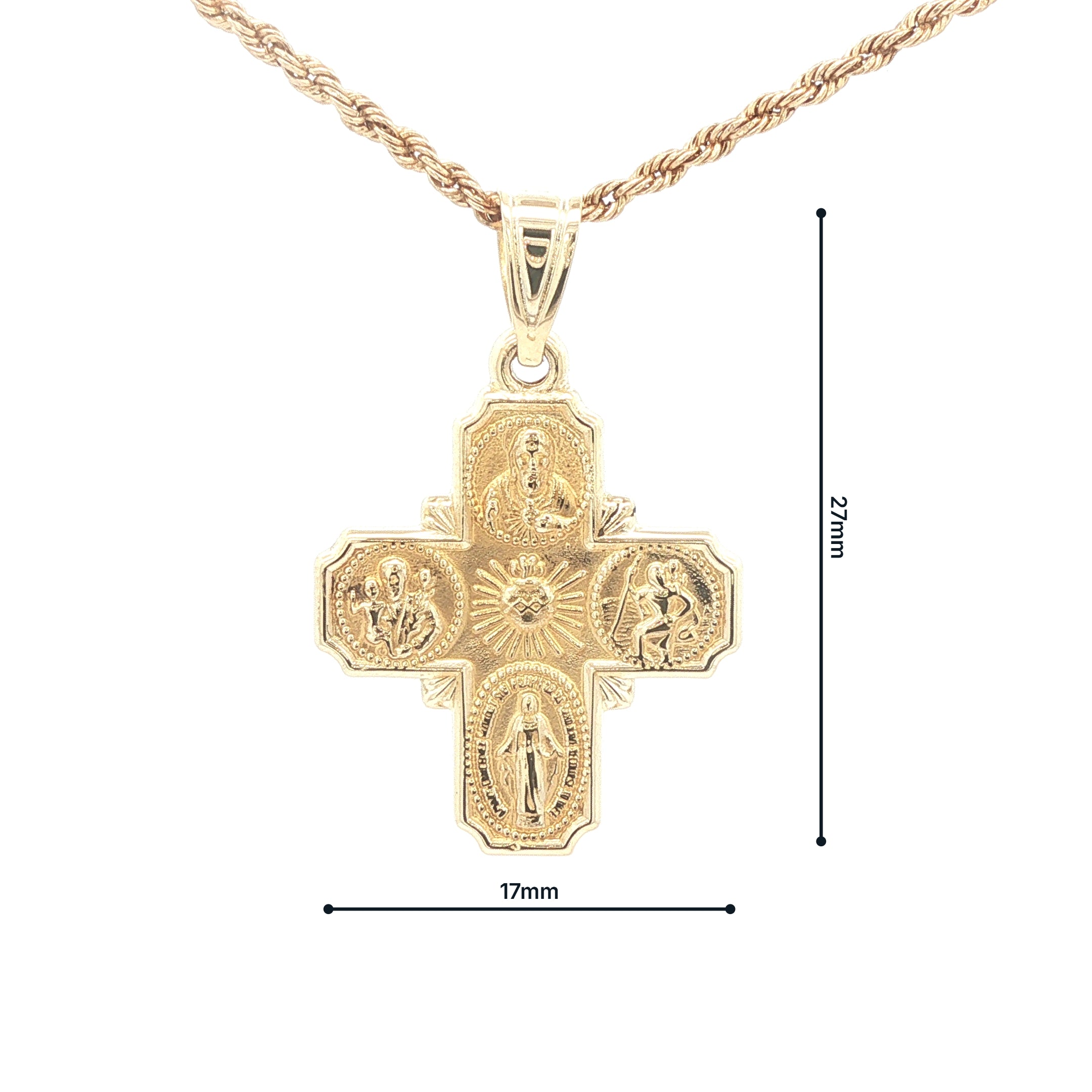 Estate Late 20th Century 14K Yellow Gold Catholic Sick Call Cross Pendant 27mm