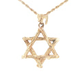 Estate Late 20th Century 14K Yellow Gold Star of David Pendant Textured Openwork 29mm