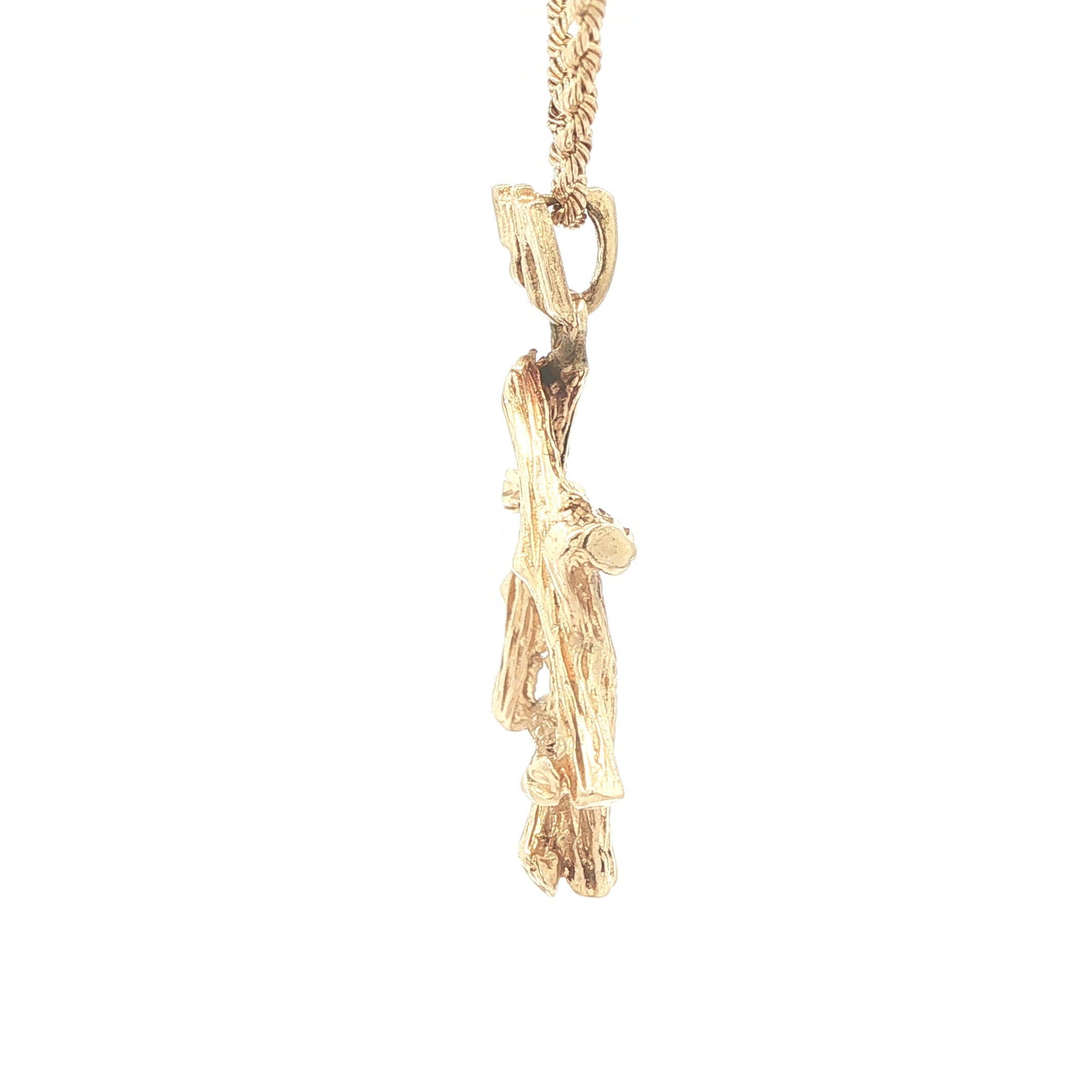 Estate Late 20th Century 14K Yellow Gold Star of David Pendant Textured Openwork 29mm