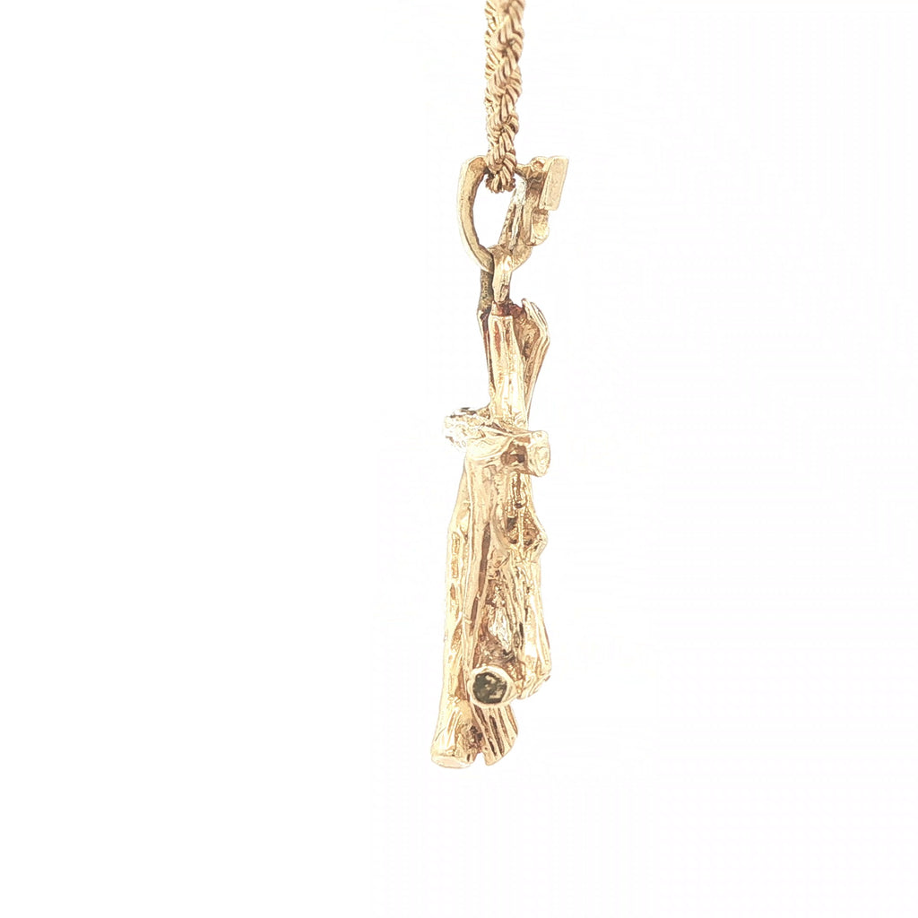 Estate Late 20th Century 14K Yellow Gold Star of David Pendant Textured Openwork 29mm