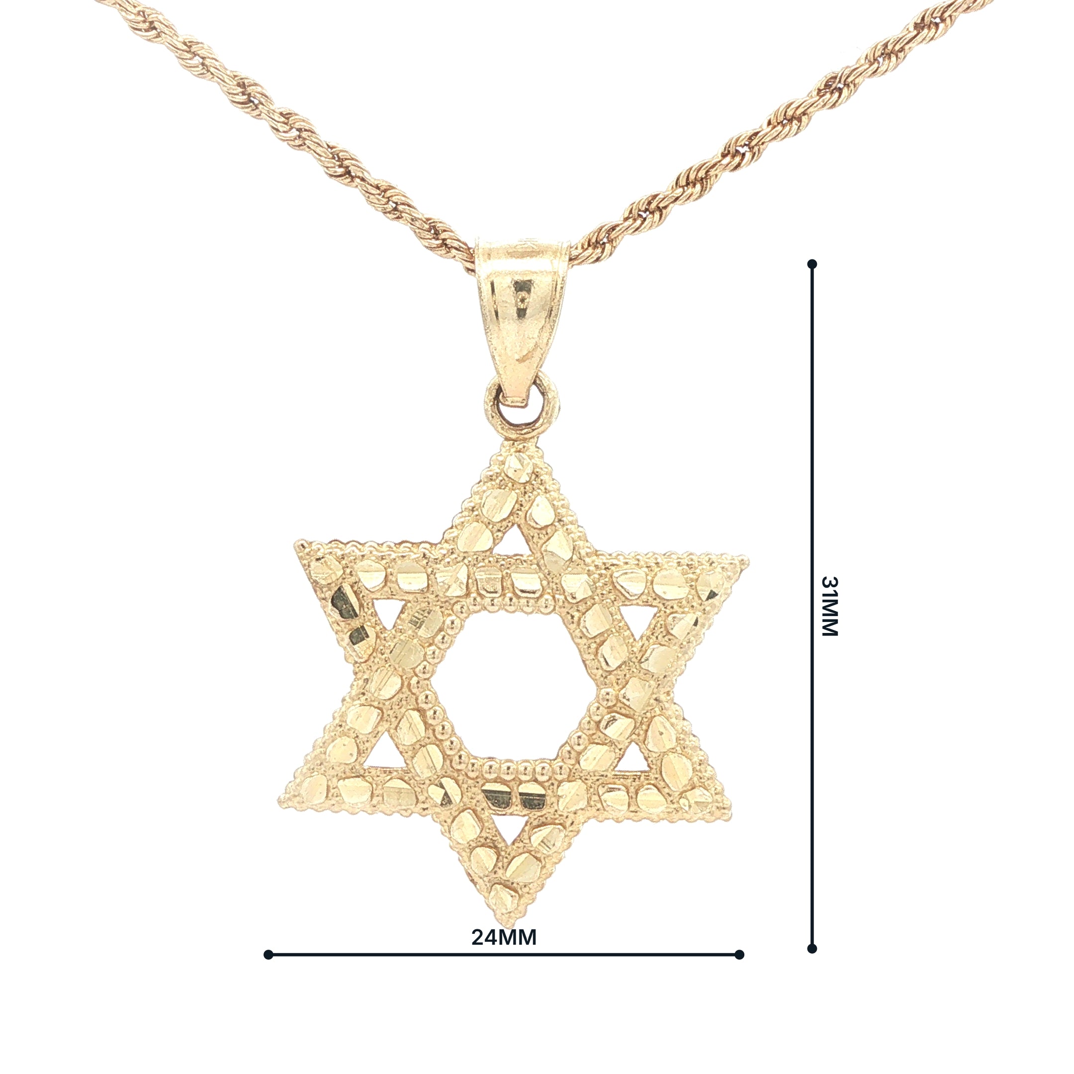 Estate 14K Yellow Gold Textured Openwork Star of David Pendant Charm