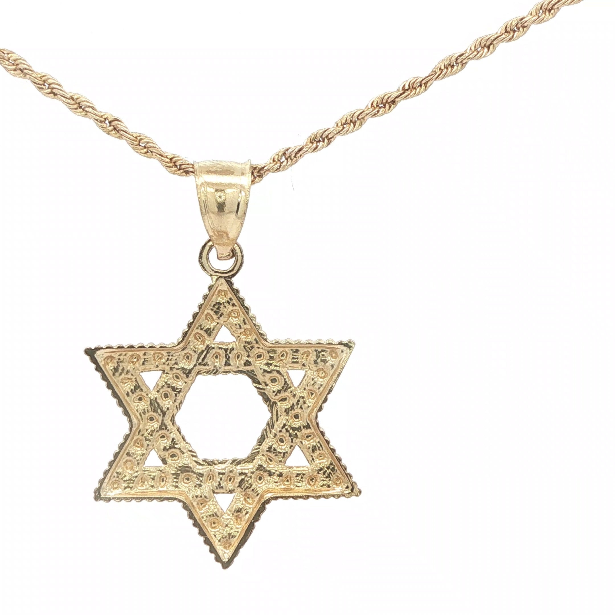 Estate 14K Yellow Gold Textured Openwork Star of David Pendant Charm