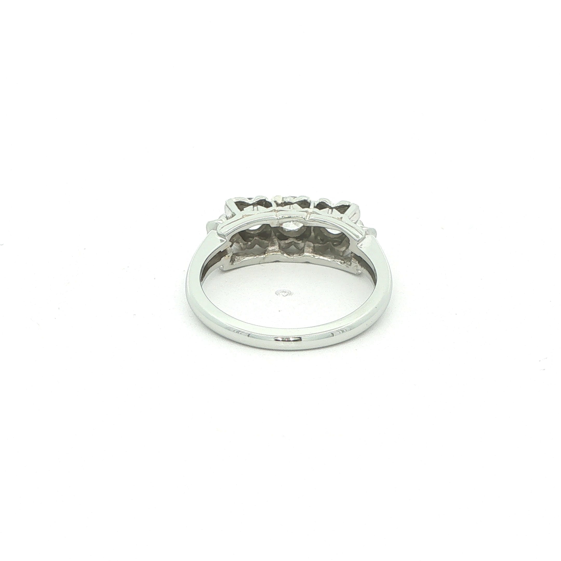 Estate Art Deco Era Natural Old Mine Cut Diamond Ring Circa 1920s–1930s in 18K White Gold 3/4 CTW Size 6.75