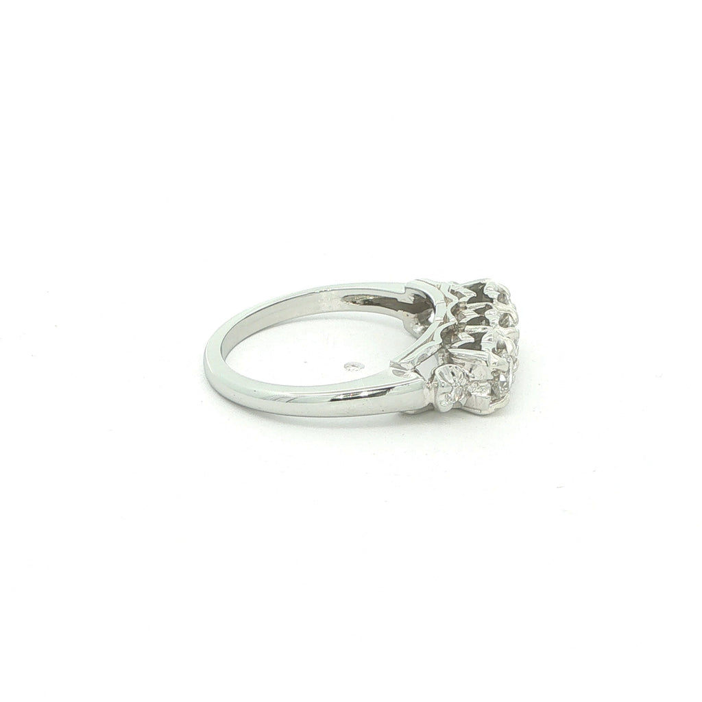 Estate Art Deco Era Natural Old Mine Cut Diamond Ring Circa 1920s–1930s in 18K White Gold 3/4 CTW Size 6.75