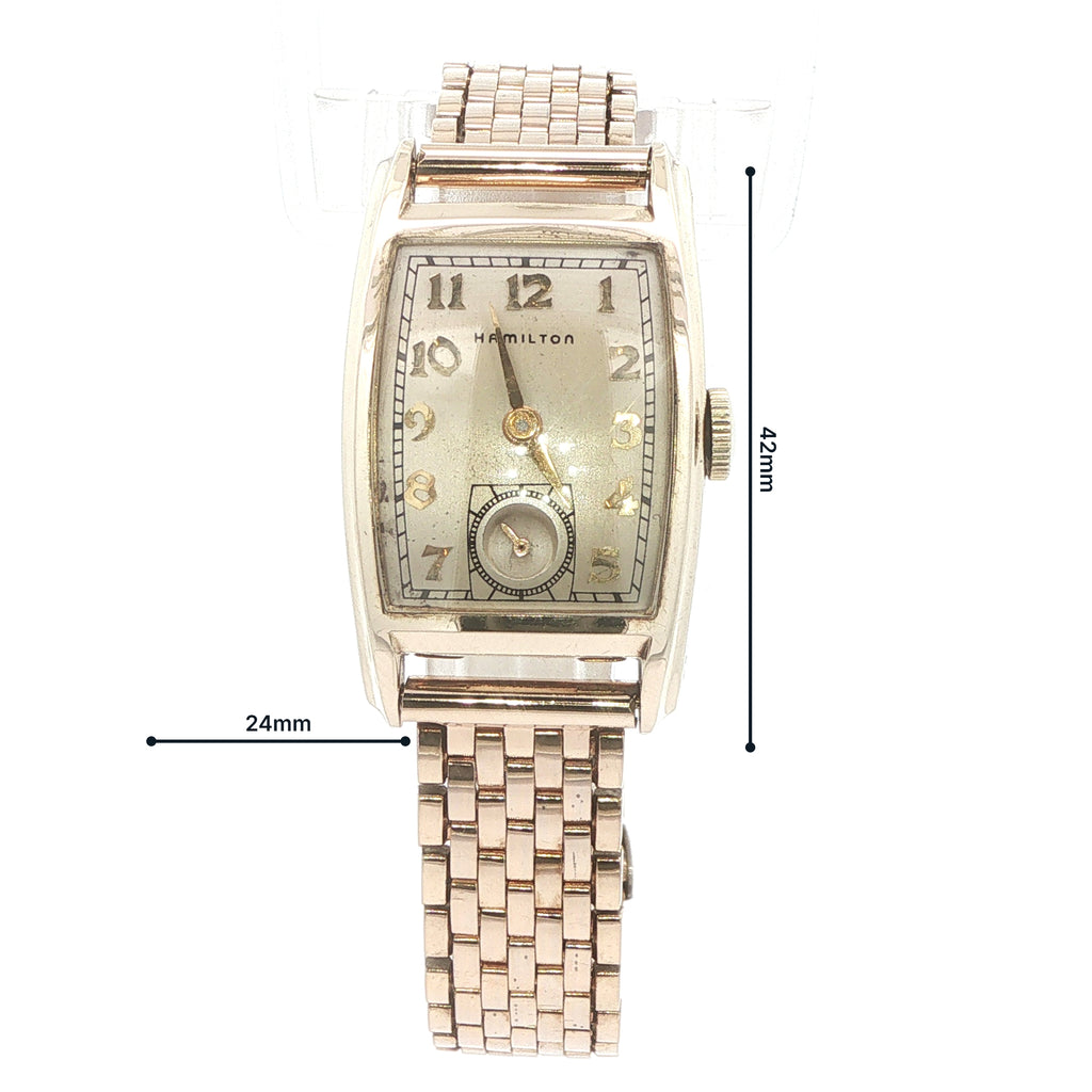 Hamilton Alan Circa 1946 10K Gold Filled Vintage Wrist Watch with Box, Papers & Gold Filled Bracelet