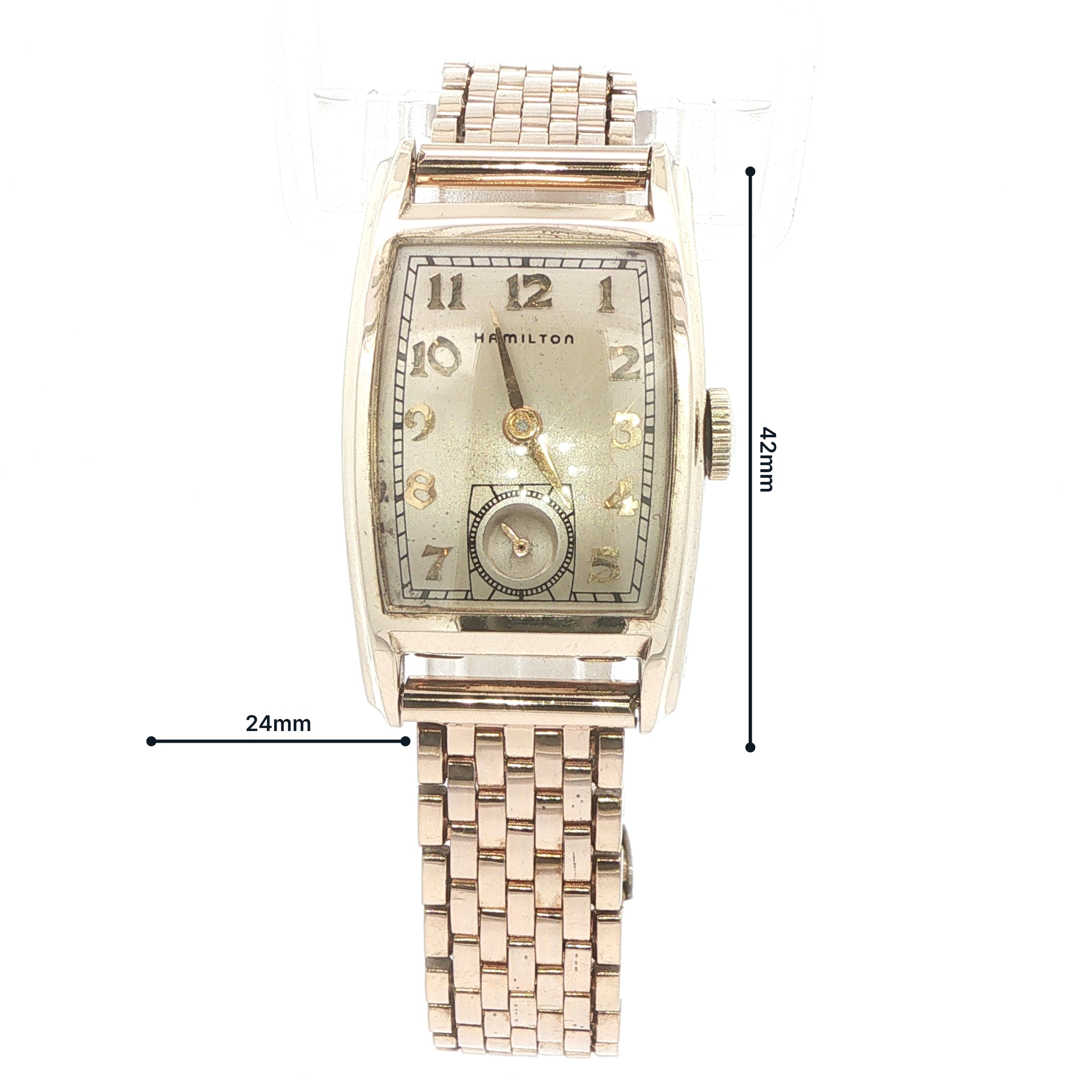 Hamilton Alan Circa 1946 10K Gold Filled Vintage Wrist Watch with Box, Papers & Gold Filled Bracelet