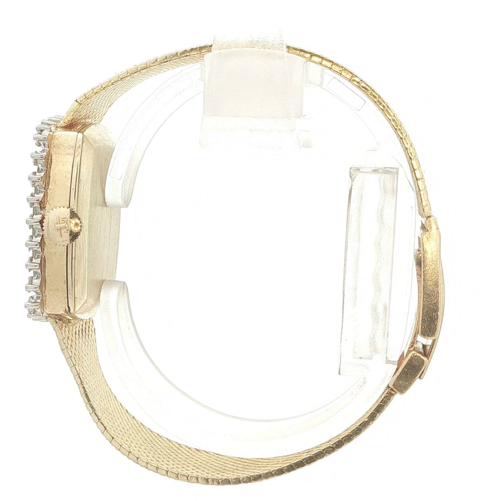 Estate Geneva Vintage 14K Yellow Gold 1.00 CTW Diamond Ladies Cocktail Watch