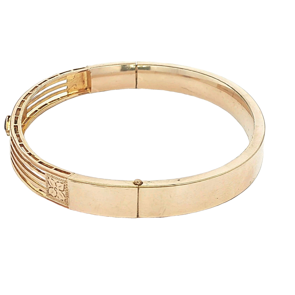 Estate Edwardian c. 1905 J.F. Sturdy's Sons Natural Amethyst Gold-Filled Hinged Bangle