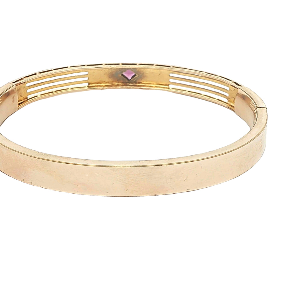 Estate Edwardian c. 1905 J.F. Sturdy's Sons Natural Amethyst Gold-Filled Hinged Bangle