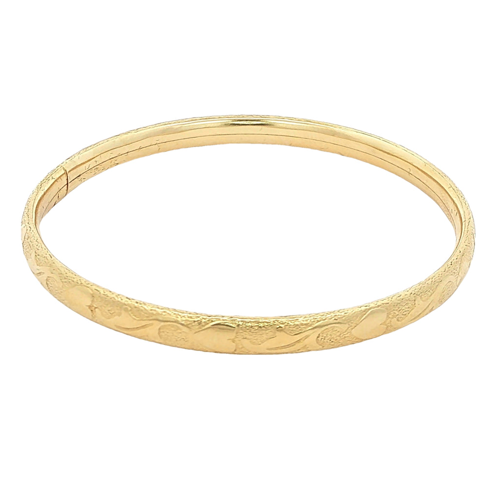 Circa 1950s–1960s Estate Child's Gold Filled Engraved Floral Bangle Bracelet 55mm x 2.3mm