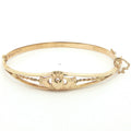 Estate Vintage 14CT Gold Filled Irish Claddagh Hinged Bangle Bracelet with Safety Chain