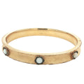 Circa 1974 Vintage Estate Marathon Gold-Filled Natural Opal Hinged Bangle Bracelet 8 Inch 8mm Wide