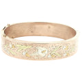 Circa Early 1900s Vintage Estate 14K Gold Hollow Engraved Floral Hinged Bangle Bracelet