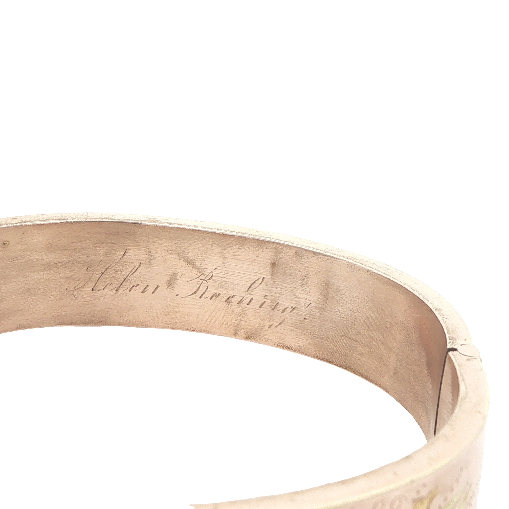 Circa Early 1900s Vintage Estate 14K Gold Hollow Engraved Floral Hinged Bangle Bracelet
