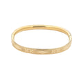Circa 1950s–1960s Estate Baby Gold Filled Engraved Hinged Bangle Bracelet 40mm