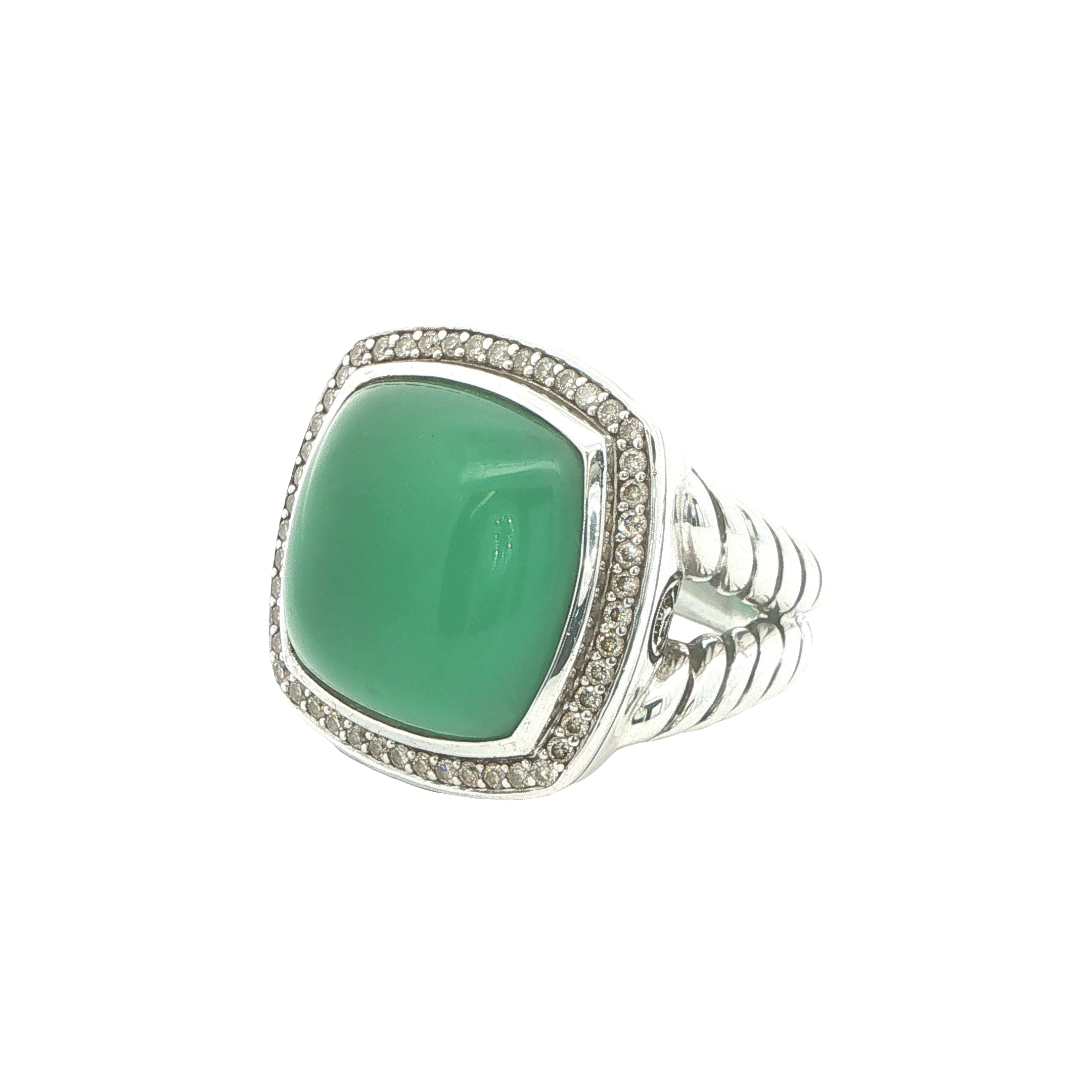 Estate David Yurman Late 1990s Albion Sterling Silver 18K Gold Lagoon Orchid Diamond Ring Size 8.75