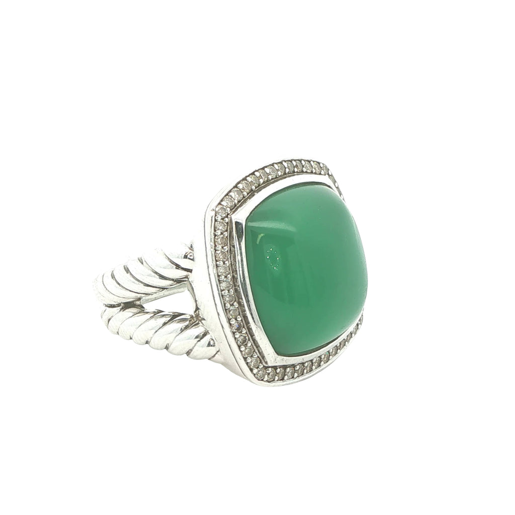 Estate David Yurman Late 1990s Albion Sterling Silver 18K Gold Lagoon Orchid Diamond Ring Size 8.75