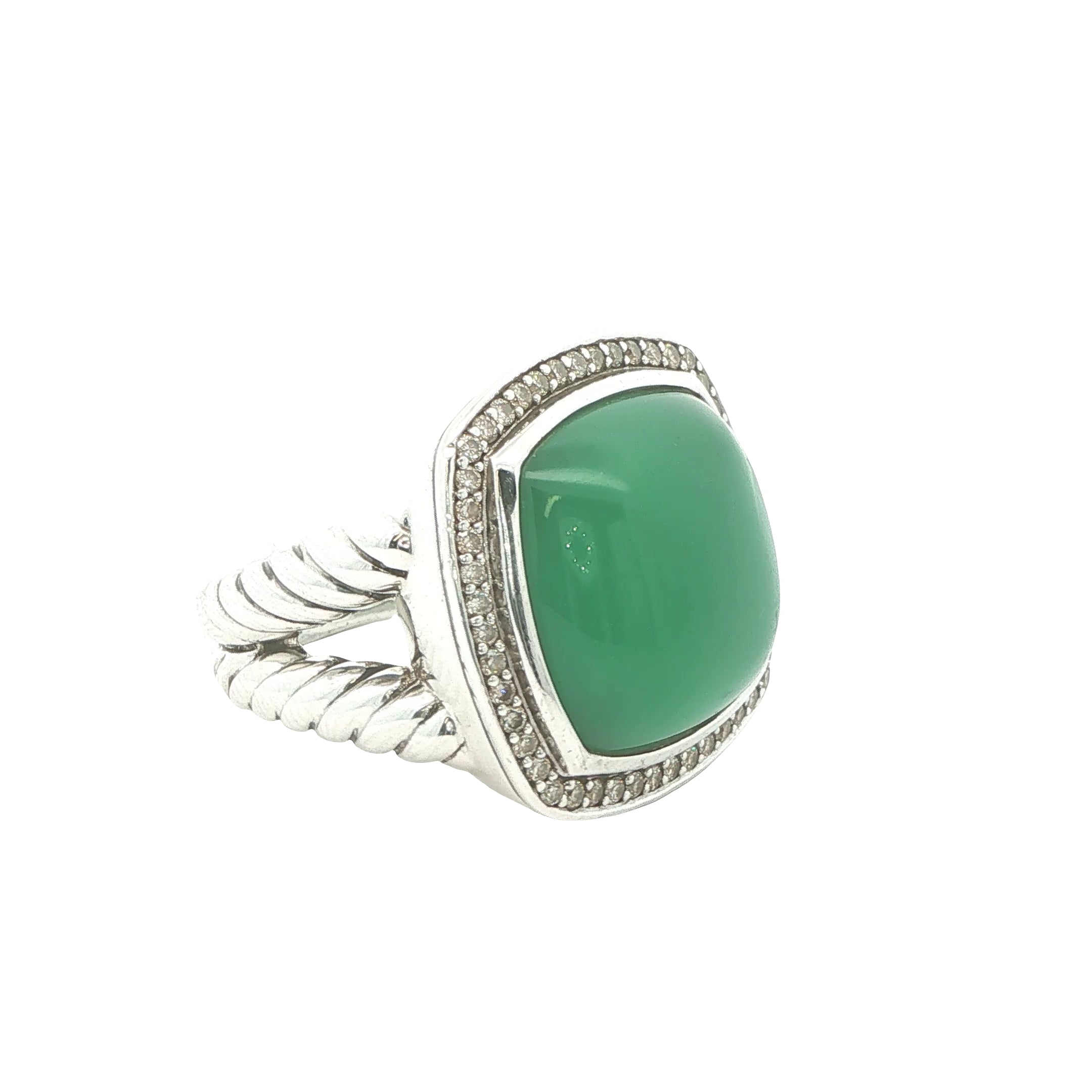 Estate David Yurman Late 1990s Albion Sterling Silver 18K Gold Lagoon Orchid Diamond Ring Size 8.75