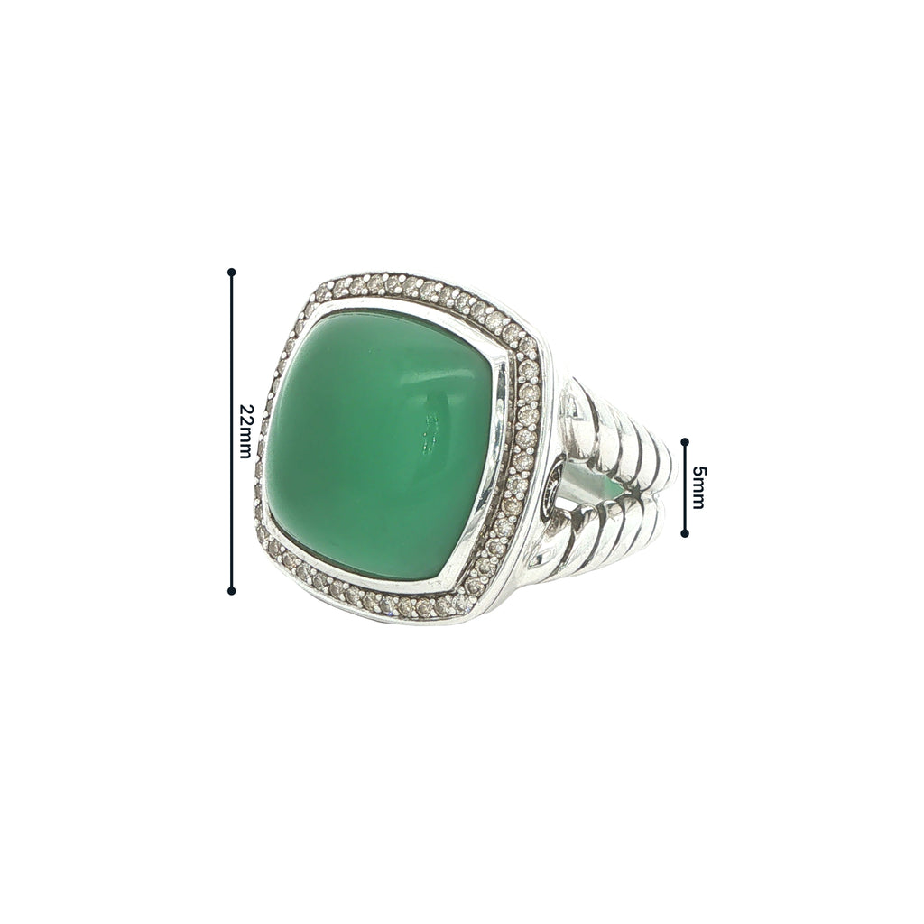 Estate David Yurman Late 1990s Albion Sterling Silver 18K Gold Lagoon Orchid Diamond Ring Size 8.75