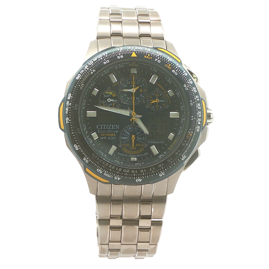 Estate Citizen Eco-Drive Skyhawk Titanium WR200 Radio Controlled Watch Black Dial 48mm