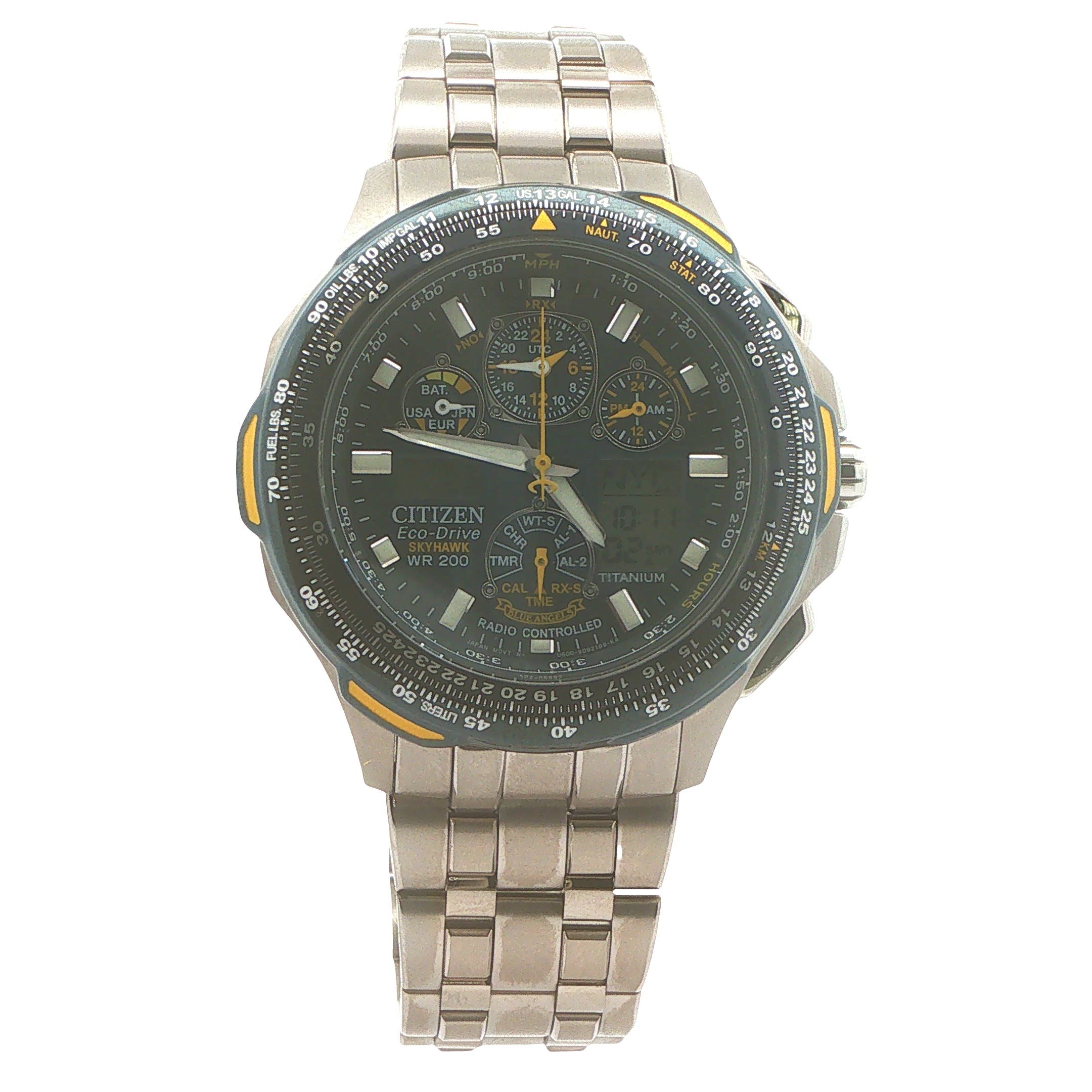 Estate Citizen Eco-Drive Skyhawk Titanium WR200 Radio Controlled Watch Black Dial 48mm