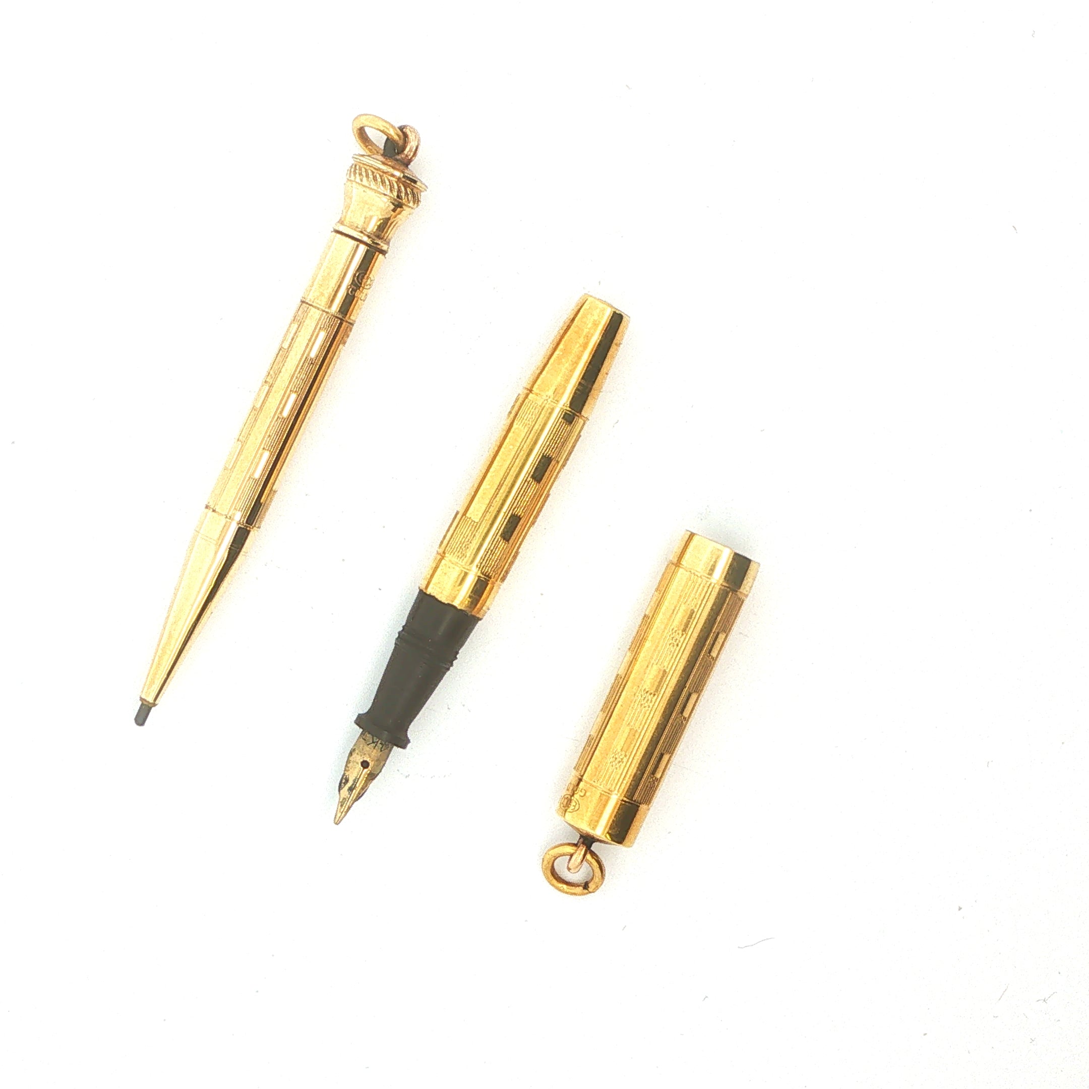 Estate Vintage 1920s EHCO 14K Gold Filled Fountain Pen & Mechanical Pencil Set with Box