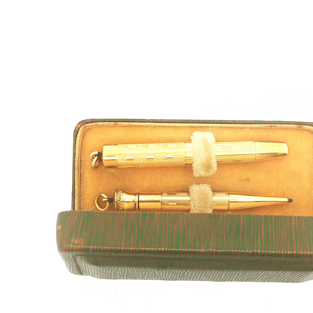 Estate Vintage 1920s EHCO 14K Gold Filled Fountain Pen & Mechanical Pencil Set with Box