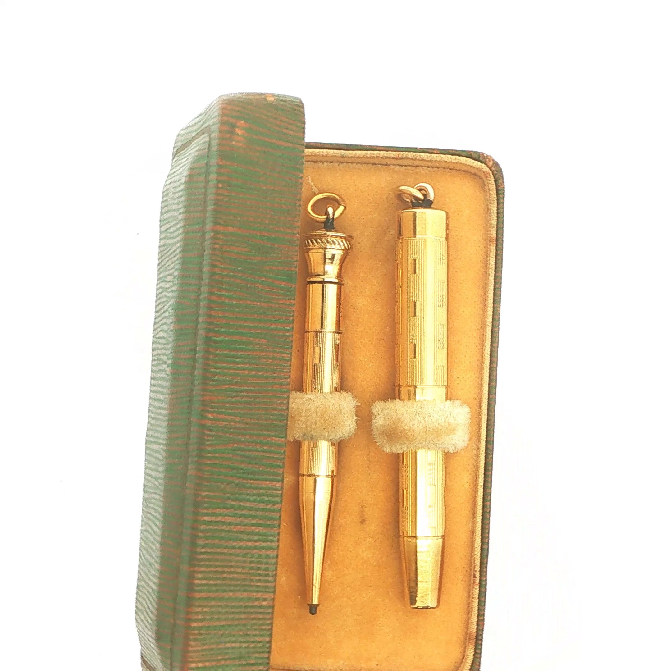 Estate Vintage 1920s EHCO 14K Gold Filled Fountain Pen & Mechanical Pencil Set with Box