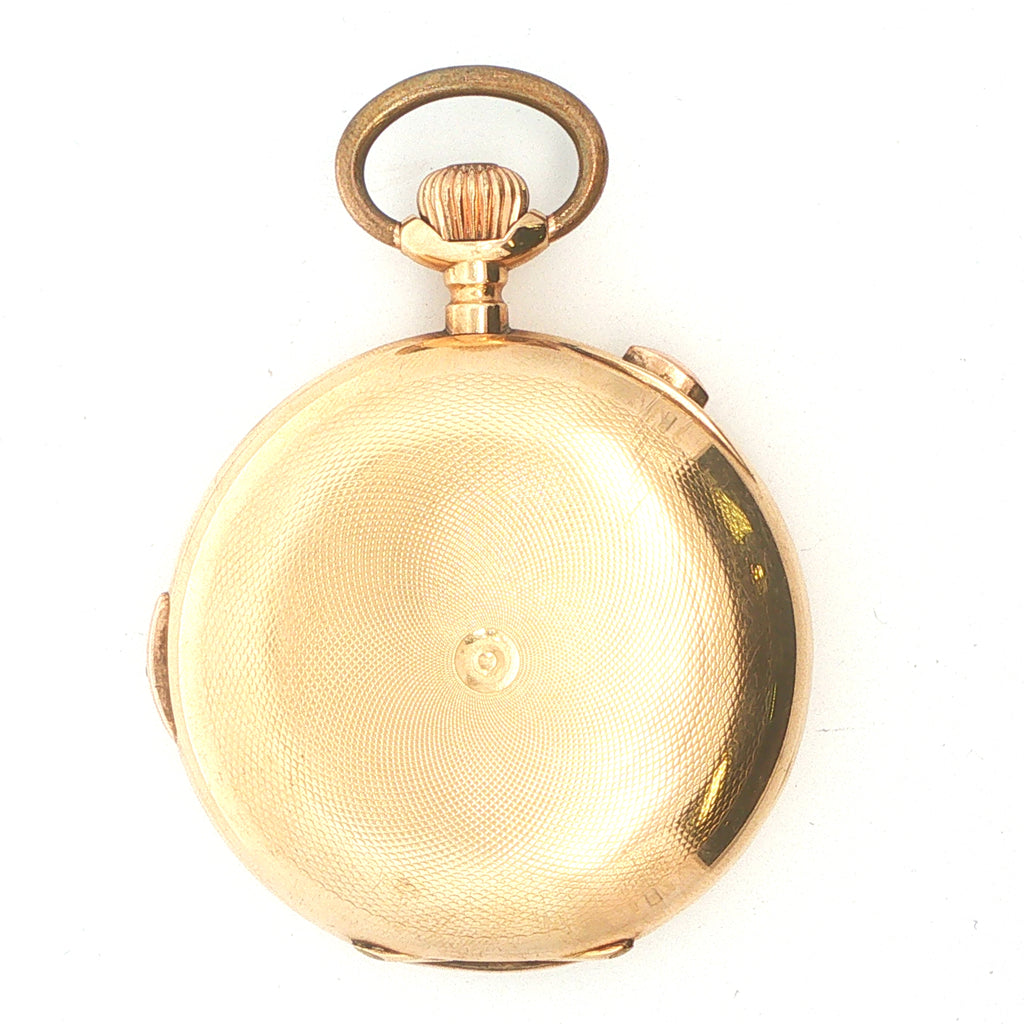 Estate Antique Swiss 14K Gold Quarter Repeater Chronograph Pocket Watch Circa 1900