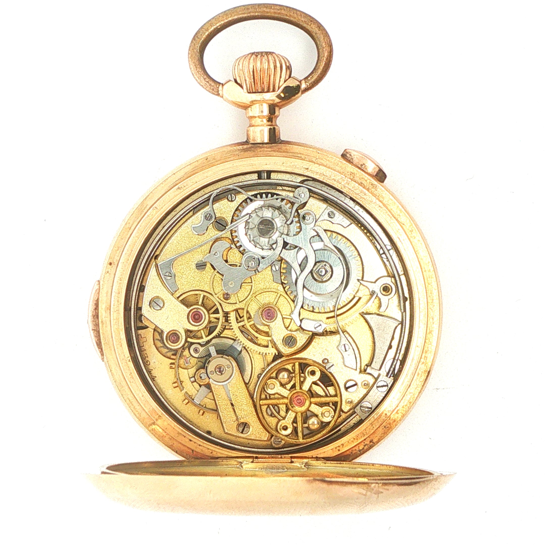 Estate Antique Swiss 14K Gold Quarter Repeater Chronograph Pocket Watch Circa 1900