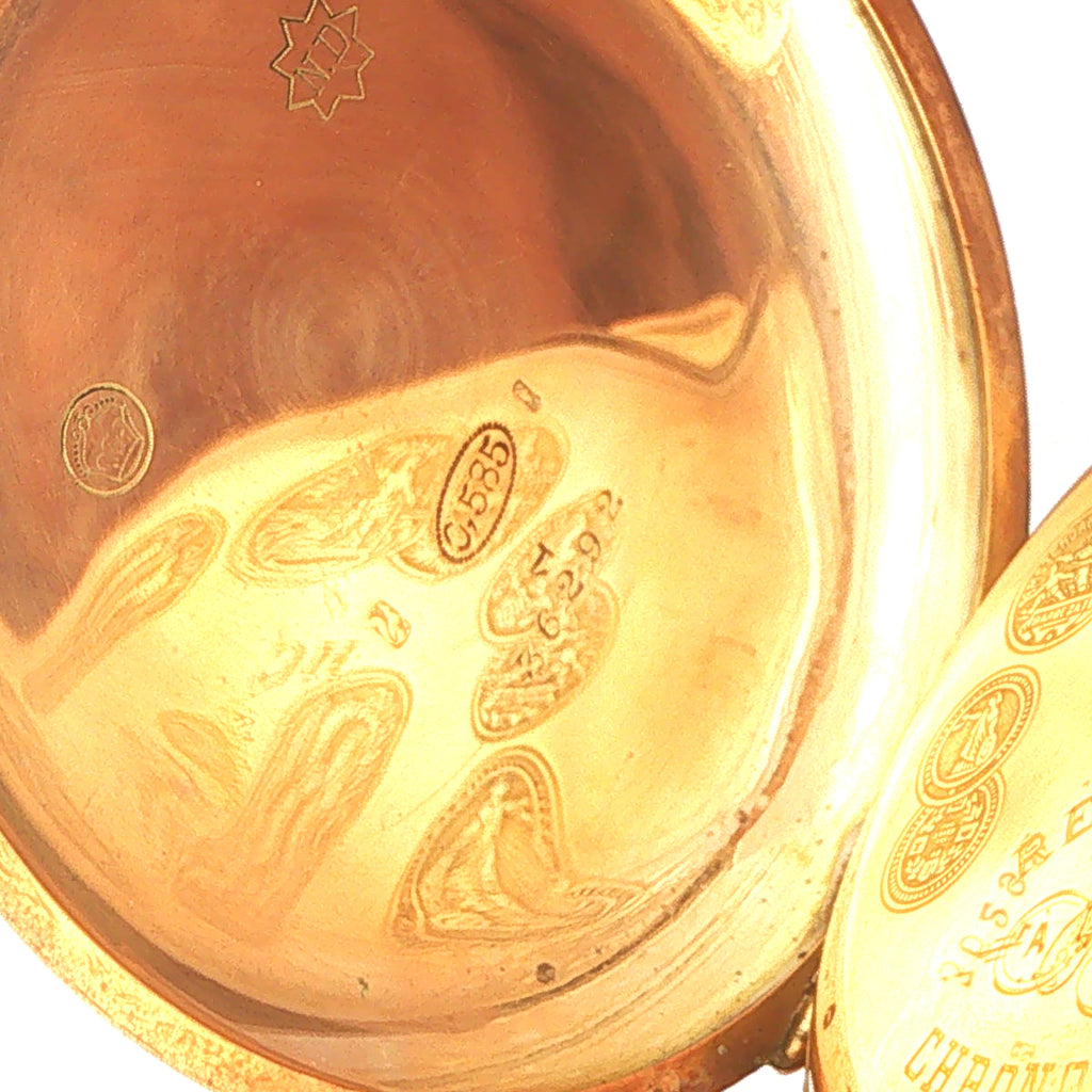 Estate Antique Swiss 14K Gold Quarter Repeater Chronograph Pocket Watch Circa 1900
