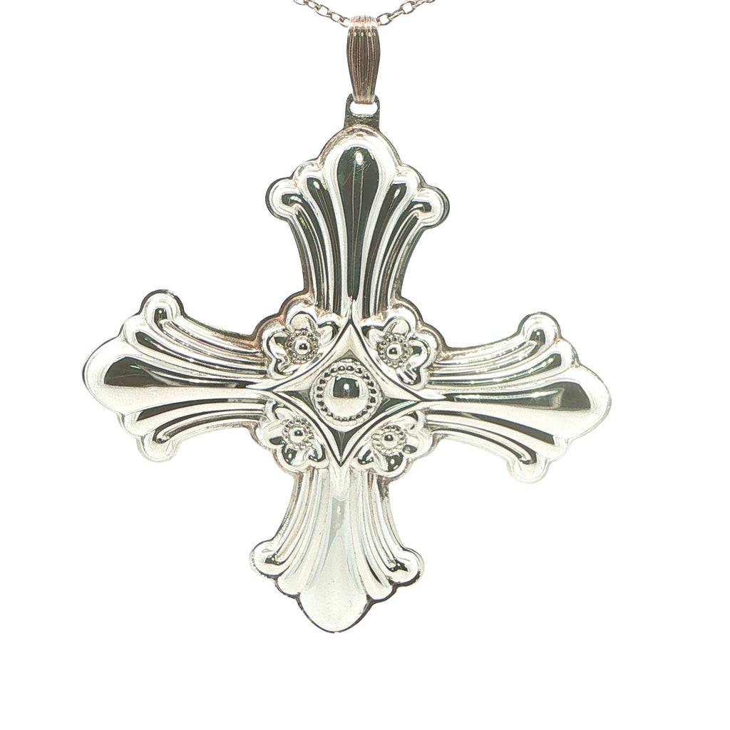 Estate Reed & Barton 1985 Sterling Silver Christmas Cross Pendant Ornament